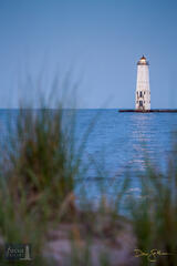 Benzie, Benzie County, Frankfort, Michigan, vertical, 2x3, Frankfort North Breakwater Lighthouse, lighthouse, blue, white, water...