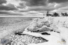 Benzie, Benzie County, Lake Michigan, Michigan, Point Betsie, Point Betsie Lighthouse, cold, icy, lighthouse, snowy, winter