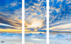 Winter Sunset, On The Rocks - Triptych