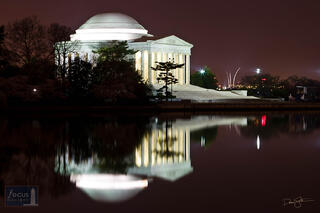 Jefferson and US Air Force Memorials at Night