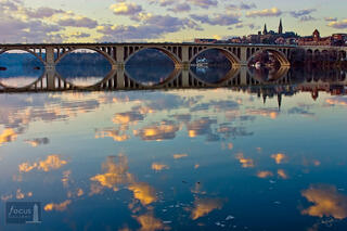 Sunset Reflections at the Key Bridge and Georgetown