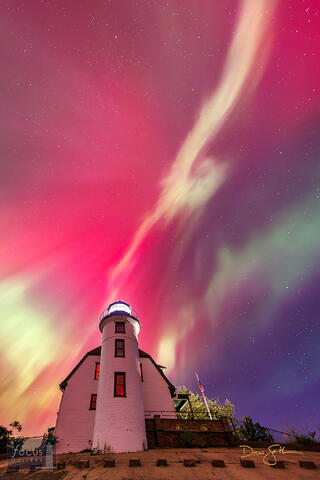 Benzie, Benzie County, Betsie, Michigan, Northern, Point, Point Betsie, active, aurora, aurora borealis, geomagnetic storm, lighthouse...