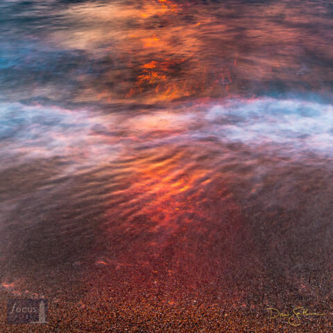 Benzie County, Beulah, Crystal Lake, Michigan, abstract, beach, motion, movement, red, reflection, shore, shoreline, square...