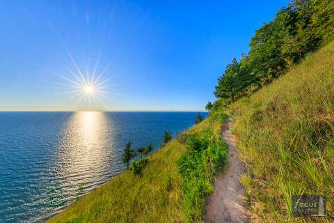 August sunset, Empire Bluff, Empire Bluff Trail, Empire Bluff Trail overlook, Empire Bluff overlook, Empire Michigan, Empire...