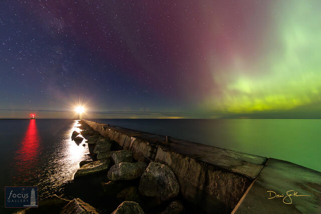 Benzie, Benzie County, Frankfort, Frankfort North Breakwater Lighthouse, Lake Michigan, Michigan, Northern, Pier, aurora, aurora...