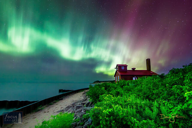 Benzie, Benzie County, Betsie, Michigan, Northern, Point, Point Betsie, active, aurora, aurora borealis, geomagnetic storm, lighthouse...