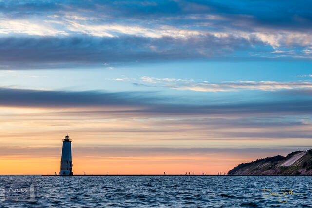 Benzie, Benzie County, Frankfort, Michigan, horizontal, 2x3, sunset, Frankfort North Breakwater Lighthouse, lighthouse, sky...