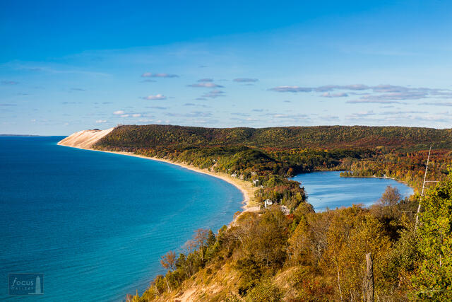 View of Sleeping Bear Dune from the Empire Bluff Trail in Sleeping Bear Dunes National Lakeshore.