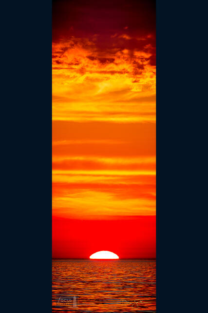 Orange sunset over Lake Michigan.