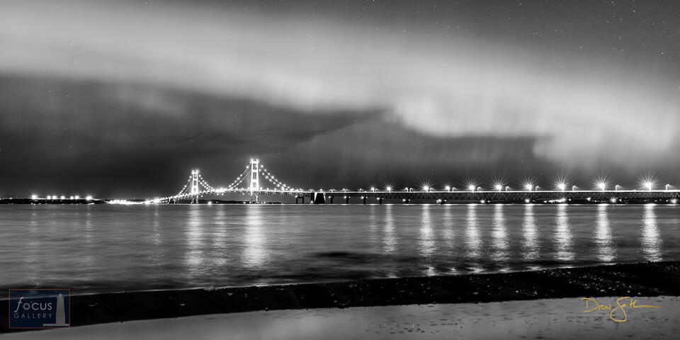 Big Mac, Emmet County, Mackinac, Mackinac Bridge, Mackinaw, Mackinaw City, Michigan, Northern, aurora, aurora borealis, black...